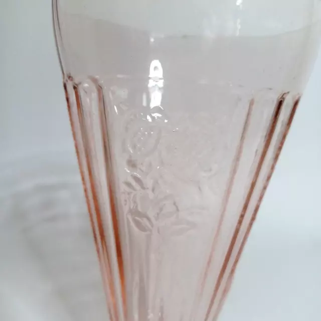 Mayfair Open Rose Pink Depression Glass Footed Tea Glass 1930's Anchor Hocking 2