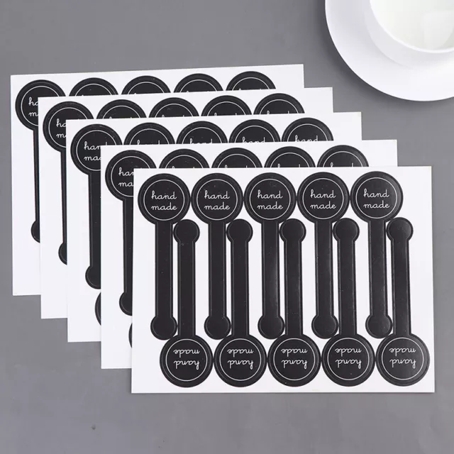 50 pz adesivo per sigillatura nero "fatto a mano" etichetta adesivo imballaggio fai da te regalo StickH7