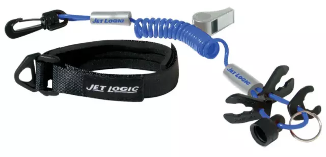 New Jet Logic PWC / Jet Ski Lanyard, 4 keys in 1, Floats, Whistle, Blue, UL-3
