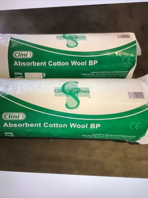 Clini Absorbent Cotton Wool BP500g sealed;first aid medical, make-up, 12x