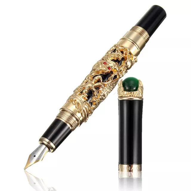 2X( Luxury 18KGP 0.5mm Gold Dragon Dragon Fountain Pen Fountain Pen M5V6)