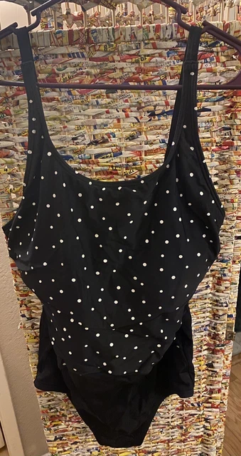 Gabar Women Swimsuit Size 16 Navy Blue With White Polka Dots
