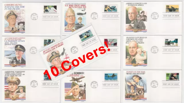 TurtlesTradingPost- World War II- 1942- 1992 #2697a-j FDC Fleetwood- 10 Covers
