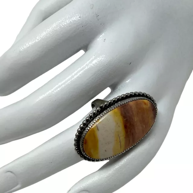 Womens Sterling Silver Ring Bumblebee Jasper 925 Size 6