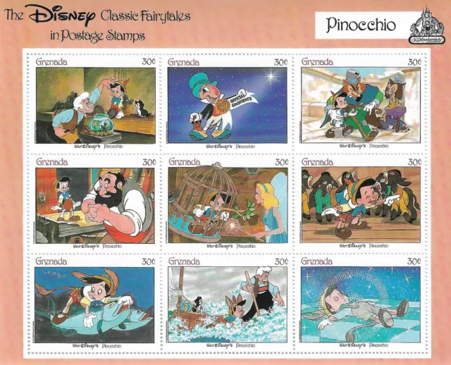 Pinocchio Classic Fairytales Walt Disney Grenada Mint MNH Sheet 1987