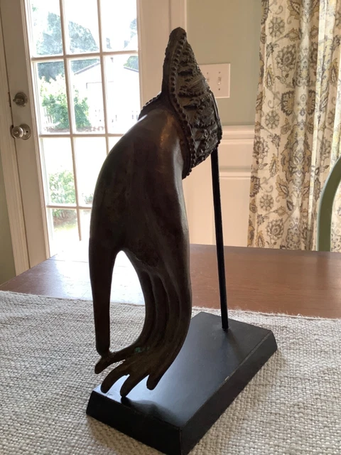 Vintage Thai Bronze Buddha Hand Lotus Mudra Sculpture Statue