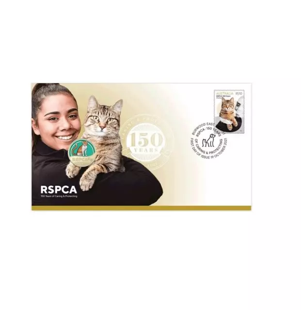 2021: RSPCA PNC: 150 Years of Caring and Protecting $1 COIN & STAMP- CAT