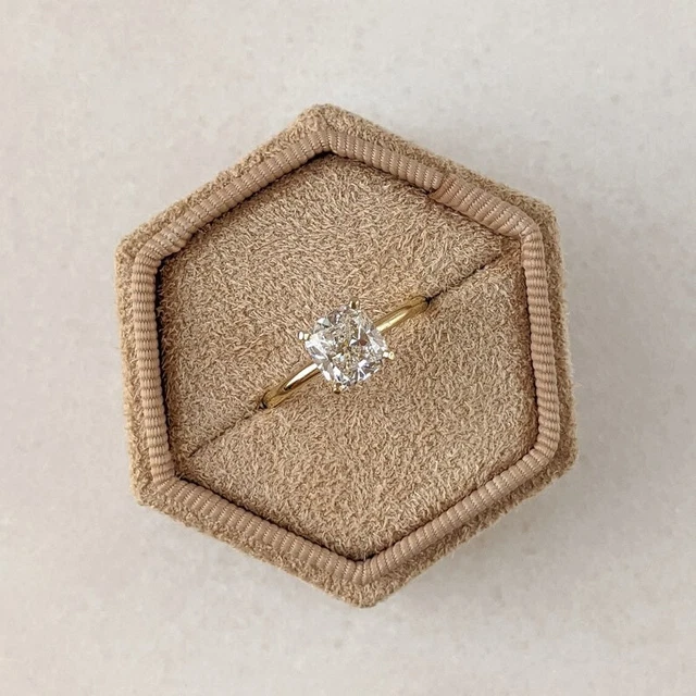 Bague De Fiançailles En Or Jaune 14 Carats Avec Diamant Créé En Laboratoire - Taille 7.25, Diamant Rond F/VS1