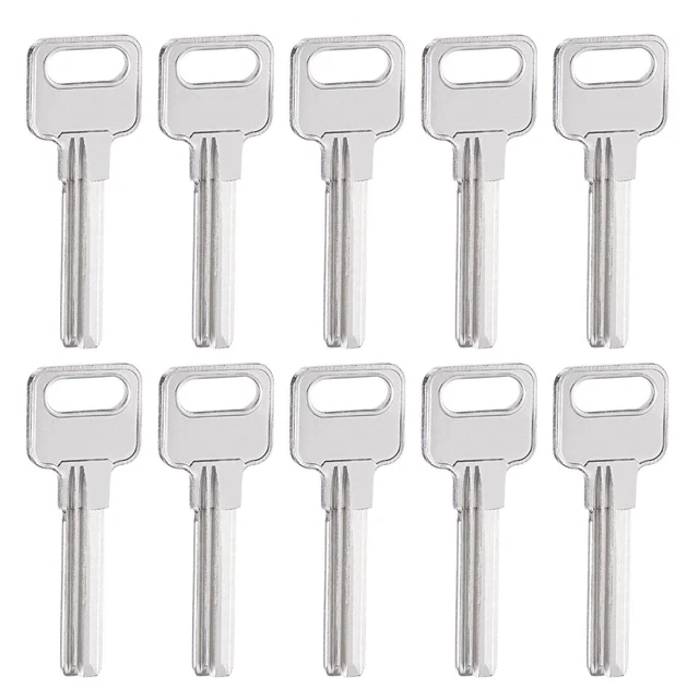 Key Blank, 35mm Length 2 Slot Brass New Uncut Replacement Tool 10 Pcs