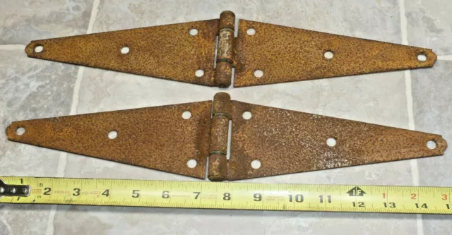 Rusty Strap Hinges Lot Of 2 Measures Approximate 15X3 In  Flexable