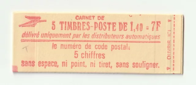 FRANCE CARNET TYPE SABINE 1,40 fr rouge 2102-C1a NEUF** COTE 26 €