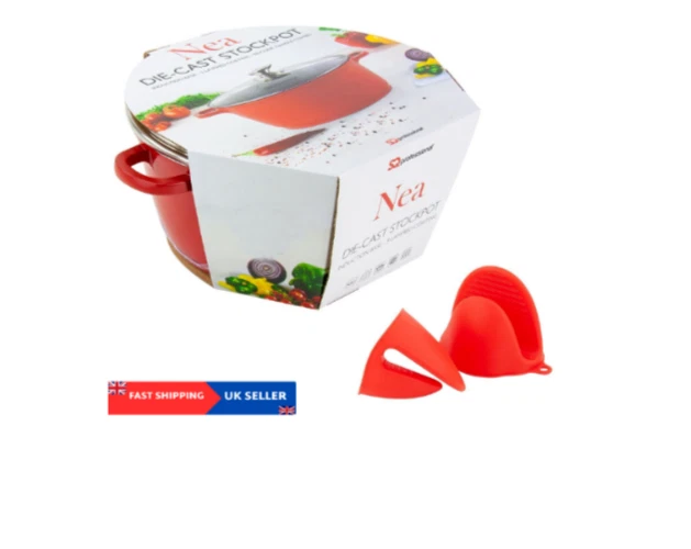 28cm NEA Aluminiumdruckguss Lager Antihaftbeschichtet Auflaufpfanne Kochgeschirr Deckel rot