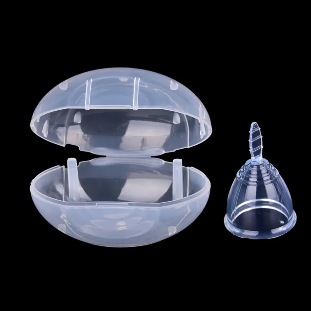Clear Menstrual Cups Female Reusable Medical Silicone Moon With Travel Case S^.^
