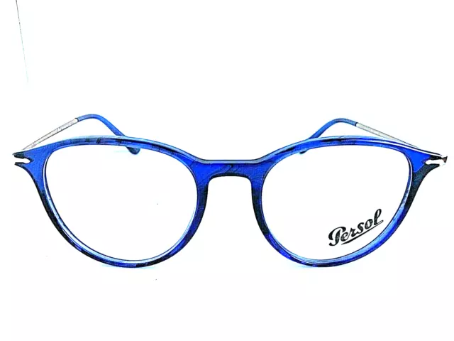 New Persol 3147-v 1053 50mm Rx Round Blue Men's Eyeglasses Frame Italy