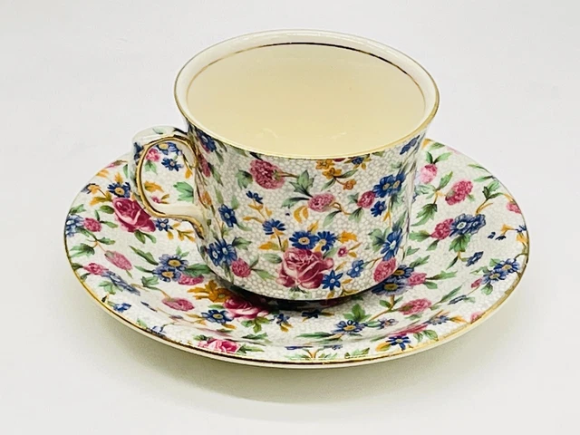 VTG 1941-50? ROYAL WINTON Grimwade Chintz Teacup & Saucer Set EUC