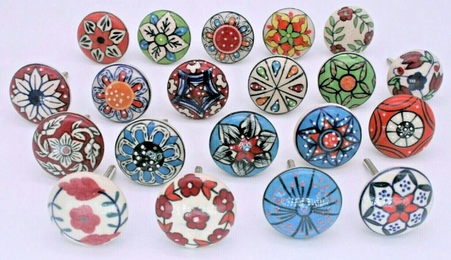 LOT of 20 Pcs Ceramic Closet Wardrobes Handles Cabinet MULTI COLOR Drawer Knobs