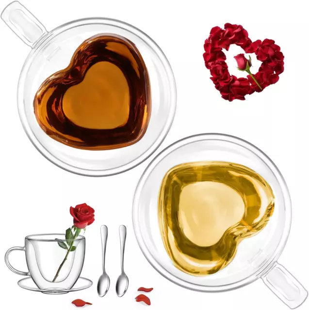 150Ml Tazza Da Caffè in Doppio Vetro Set Di 2 Bicchieri Espresso Doppia Parete C