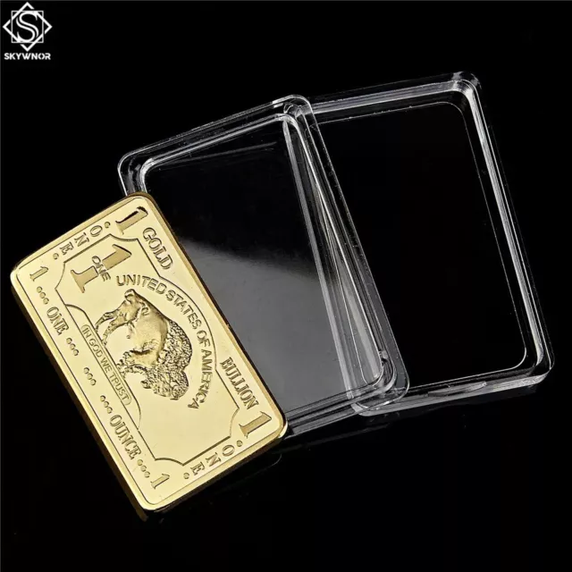 High Quality 1Oz  100 Millls Gold Buffalo Bullion Bars .999 Fine, Gold Plated 3