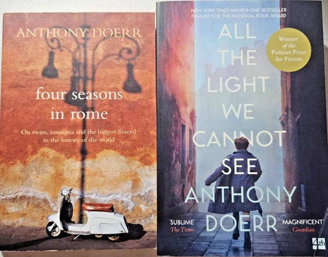 Anthony Doerr, 2 Books, At The Light We Cannot See, Four Seasons In Rome, VG~P/B