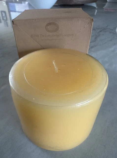 LONGABERGER SUNNY PEACH 3-3/8" x 2-1/2" pint size PILLAR CANDLE - new in box