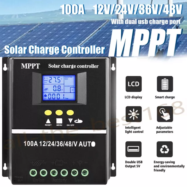 100A Auto 12/24V/36V/48V MPPT Solar Panel Battery PV Regulator Chargeur/onduleur
