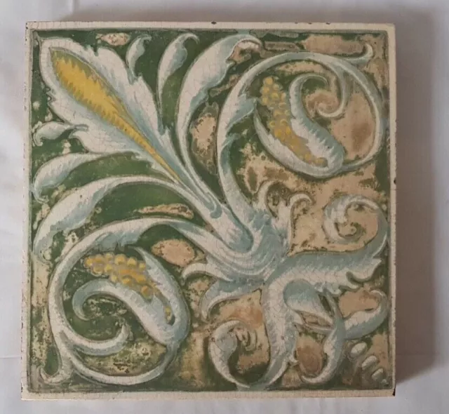 Shrigley & Hunt Minton Hand Painted Regal Design Arts & Crafts Tile