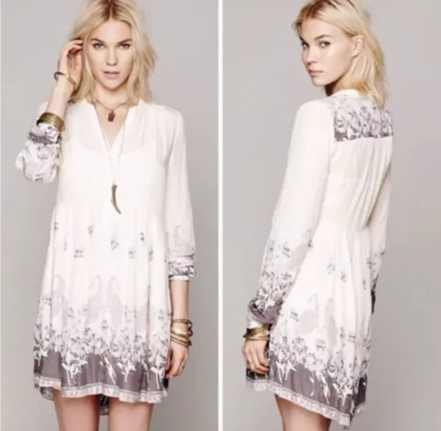 Free People Sierra Valley Printed Voile Mini Dress Bohemian Women’s Size Medium