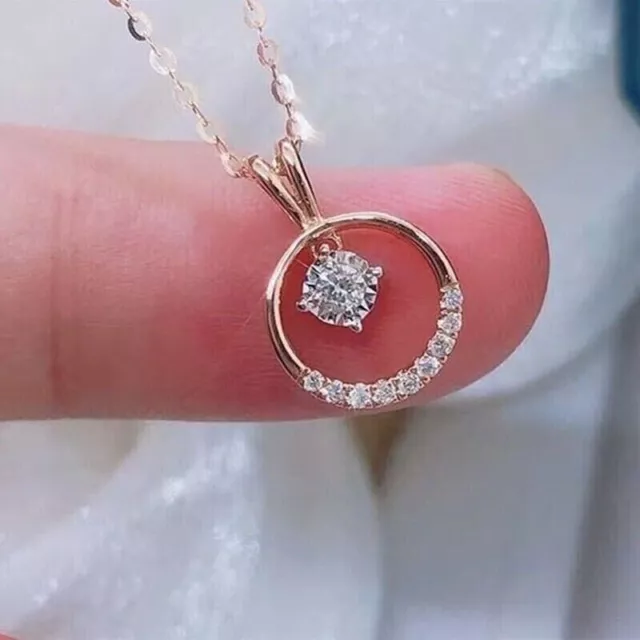 14K Rose Gold Plated Women's Wedding Pendant 1CT Round Cut Lab Created Diamond