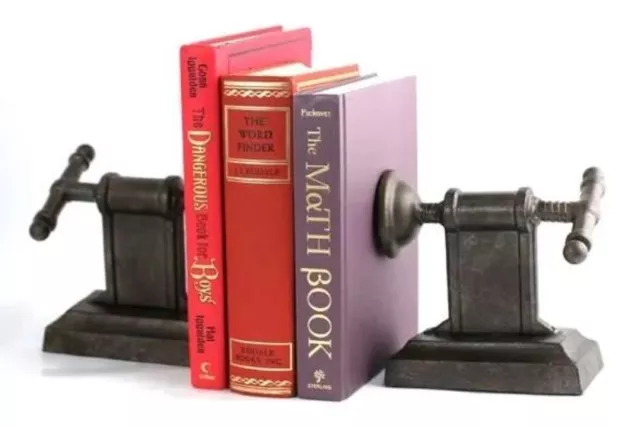 Industrial Design Cast Iron Vise Vice Grip Bookends Book Ends Rustic Brown Rare