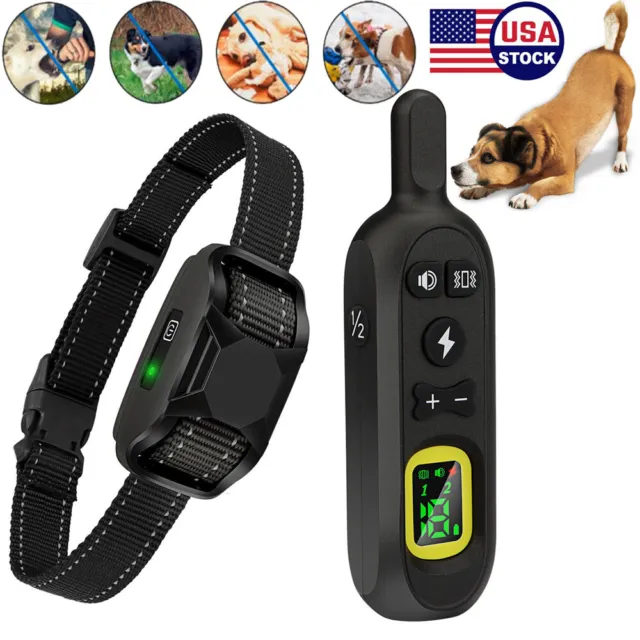 3280 FT Remote Dog Shock Training Collar Rechargeable Waterproof LCD Pet Trainer
