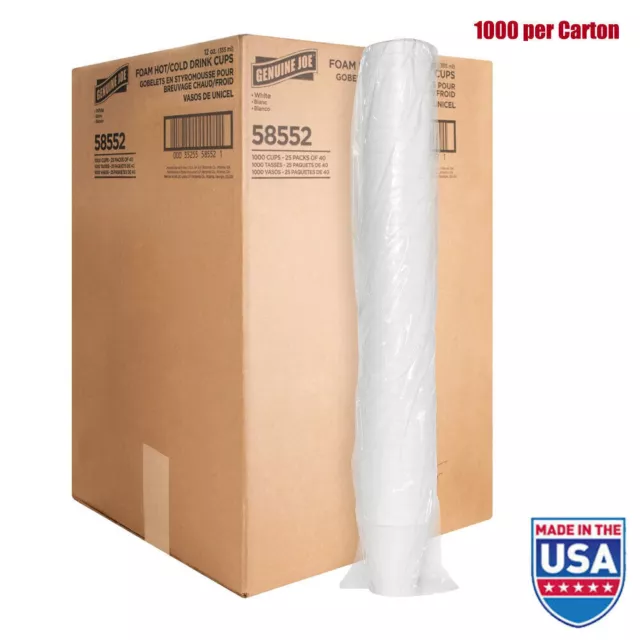 12 Oz Versatile Insulating Foam Hot Cold Drink Cups Disposable 1000 Per Carton