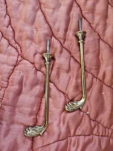 Pair of Old Tie Backs IN Rideaux-Feuille D'Acanthe-Bronze Doré-art Deco 2