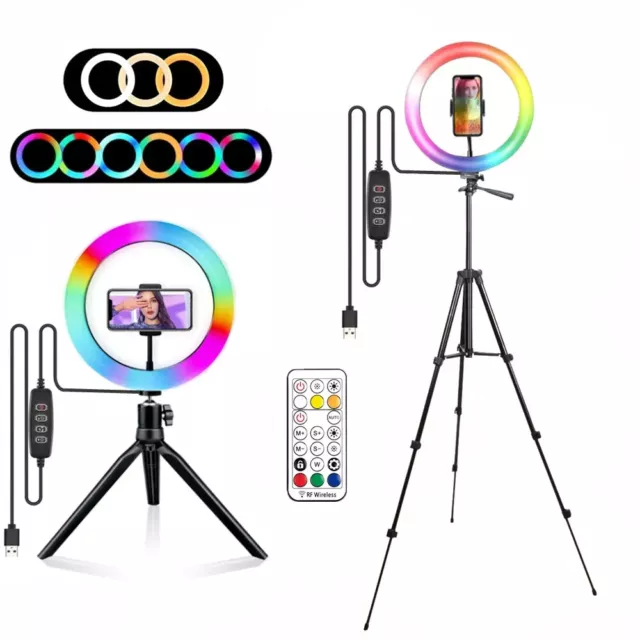 Lampada ad anello a led con telecomando per smartphone, per selfie, per tik tok.