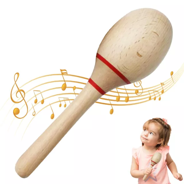 NEW WOODEN LARGE Maracas Rumba Shakers Rattles Musical Toy For Kid ...