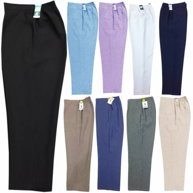 Pantaloni Da Ufficio Donna Donna Mezza Elasticizzati Vita Elasticizzati Da Lavoro Tasche 2