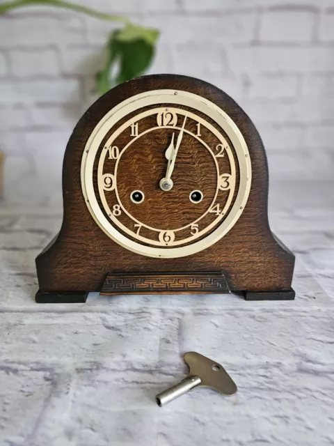 Vintage / Antique English Mantle Clock – Art Deco 8 Day Striking Mantel Clock