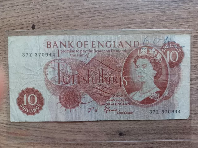 10 Shilling Bank of England Note Cashier Fforde 37Z 370944