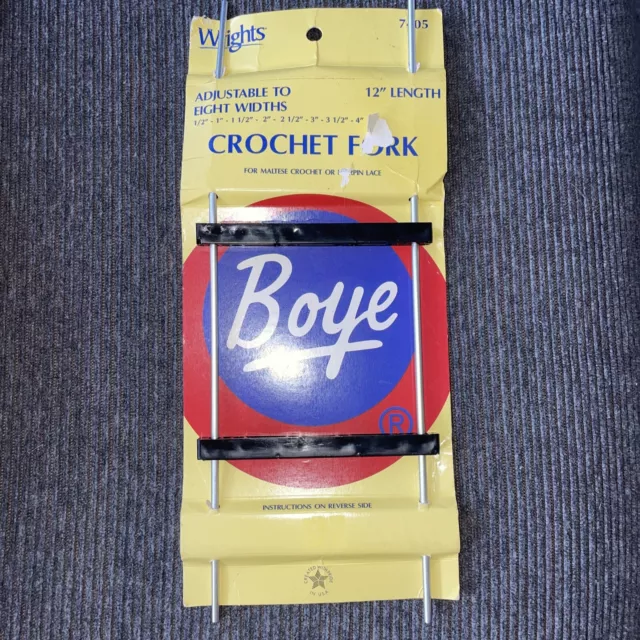 Boye Crochet Fork Maltese Hairpin Lace Adjustable 12” Length 7405 NOS Vintage