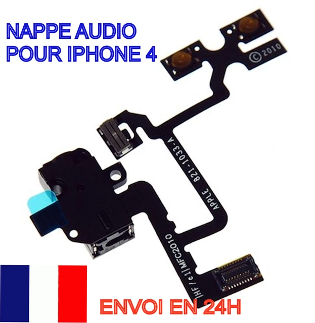 Nappe Prise Jack Audio + Volume + Vibreur Pour Iphone 4 Noir