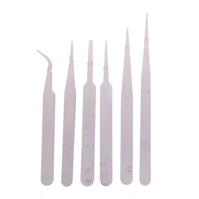 6 pcs All Purpose Precision Tweezer Set Stainless Steel Anti Static Tool KitB~j;