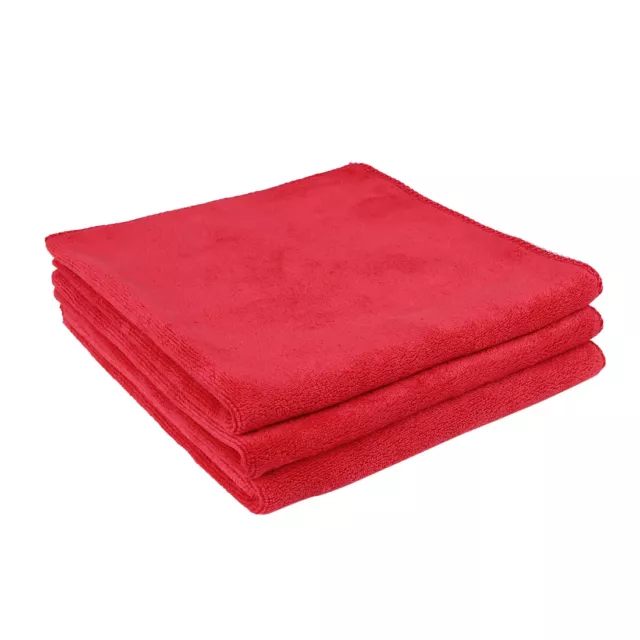 3pcs 400gsm Rouge Microfibre Nettoyage Chiffon Lavage Serviette 40 X 40cm