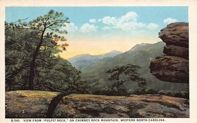 Postcard NC: View from Pulpit Rock, Chimney Rock, North Carolina, WB, Unposted