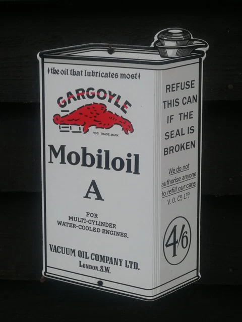 Mobiloil Emaille Schild Mobil Oil Gargoyle Vakuum Öl Company London VAC301