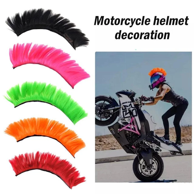 Motorbike Helmet Mohican Mohawk Punk Wig Helmet Hair Paste Sticker