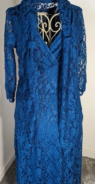Abito Mamma Occasione Sposa Bolero Sera Matrimonio Elastico Verde Blu Pizzo