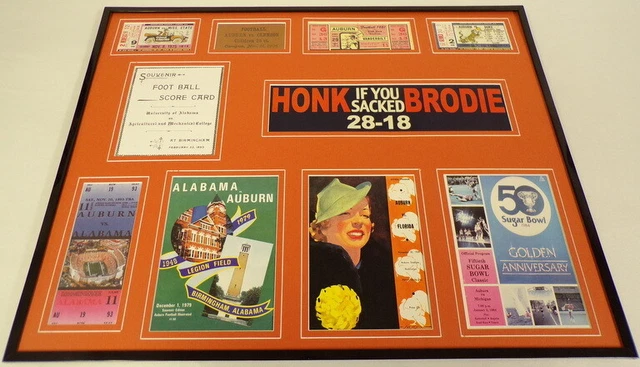 Auburn Tigers Football 16x20 Framed Memorabilia Display Tickets Program Covers