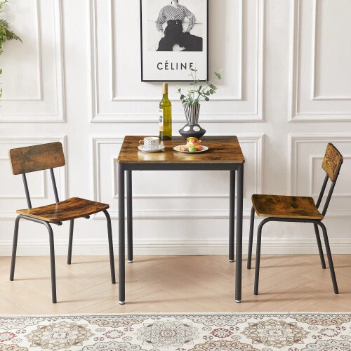 Dining Table and Chair Set, 2 Chairs, Curved Cushion and Backrest
