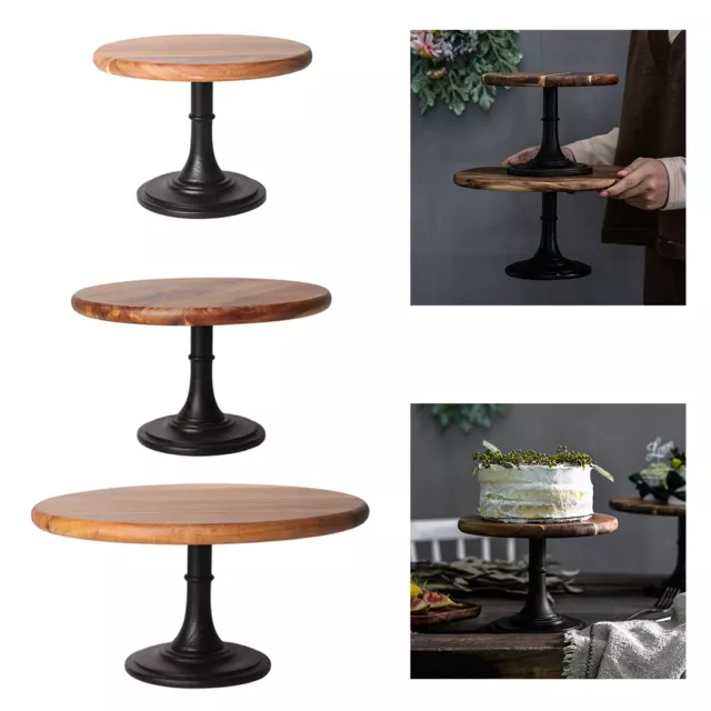 En bois Gâteau Stand Piédestal Dessert Ronde Holder Mariage De Fête