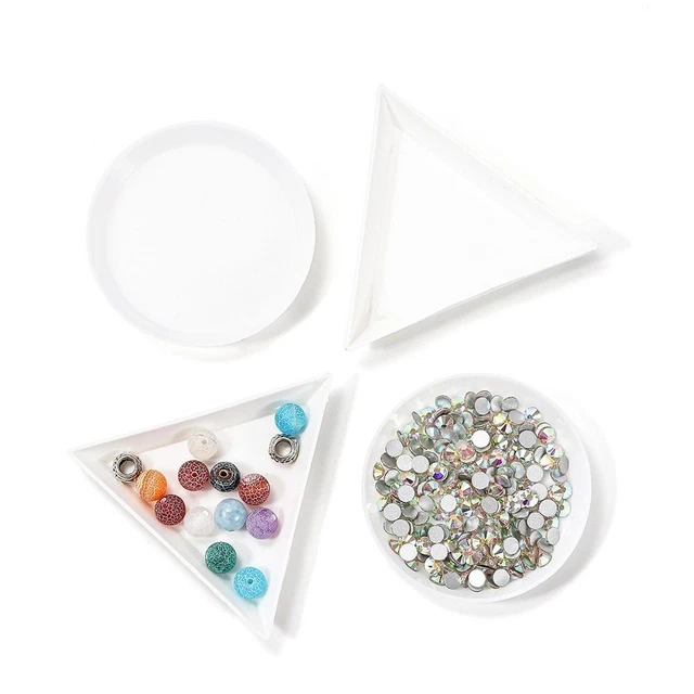 Rhinestone Tray Beads Display Container Triangle Round Plate Jewelry Organizer