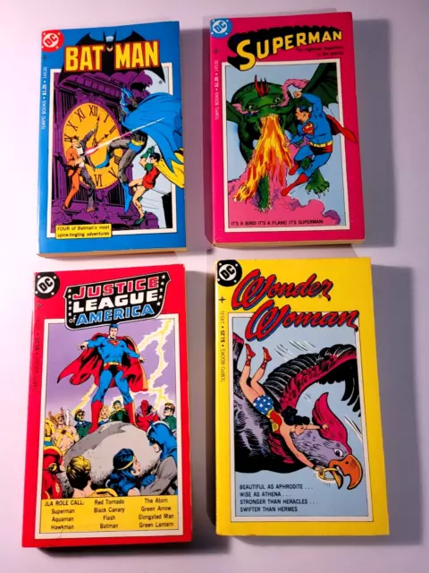 DC Paperback Tempo Books 4 Lot (1977 + 1978) Wonder Woman, Batman, Superman, JLA
